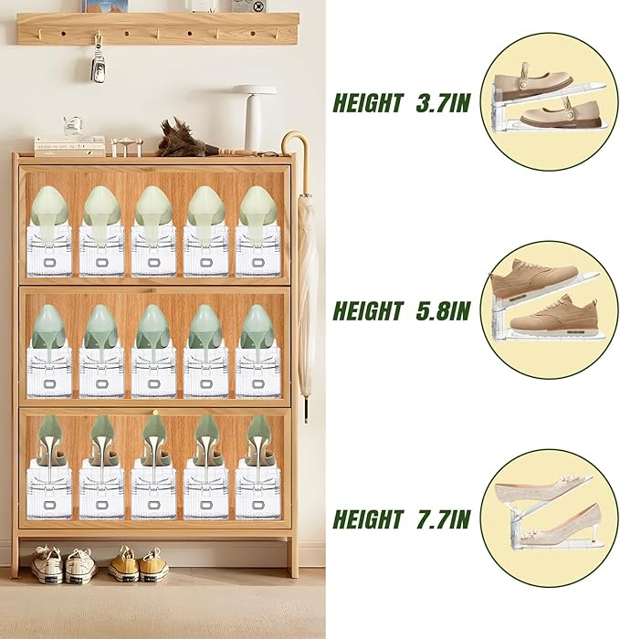 Shoe Slots Organizer,6 Pack Transparent Shoe Stacker Adjustable Shoe Slot Organizer Space Saver Shoe Rack Holder Shoe Storage Organizers for Closet,Transparent-NeatNest