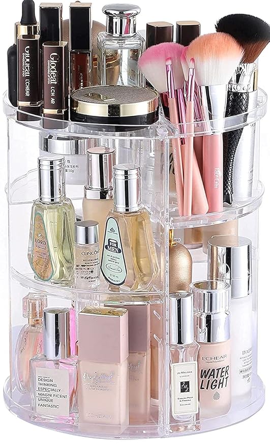 Clear Rotating Makeup Organizer for Vanity,Adjustable Skincare Organizer Countertop,Cosmetic Display Cases for Beauty,Skin Care,Spinning Makeup Stand,Make up Storage Organizer and Perfume organizer-NeatNest
