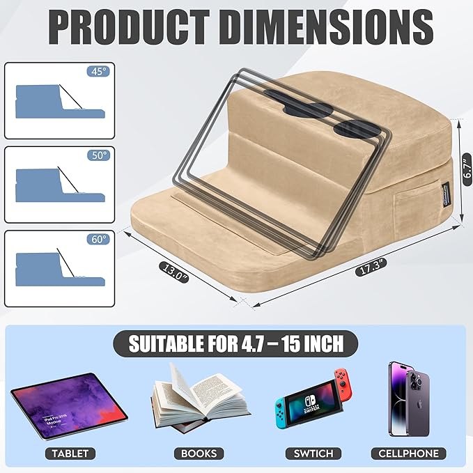 Couch Cup Holder Tray Pillow - Bed, Couch Caddy, Sofa, RV & Car - Holds Drinks, Snacks, Remotes, Phones, Kindle, Tablet | Bed Cup Holder (Beige)-NeatNest