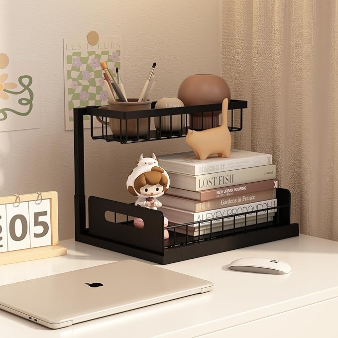 bukfen Under Sink Organizer, Pull Out Cabinet Organizer 2-Tier Slide Out Sliding Shelf Under Cabinet Storage Multi-Use for Under Kitchen Bathroom Sink Organizers and Storage ，2 Pack-NeatNest