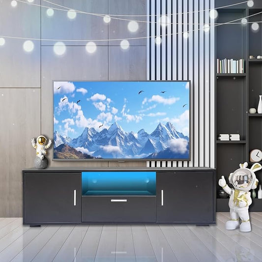HOUAGI TV Stand for TVs up to 55 inch, LED Entertainment Center with Storage Television Console, Ideal for Living Room and Bedroom Furniture(Black)-NeatNest