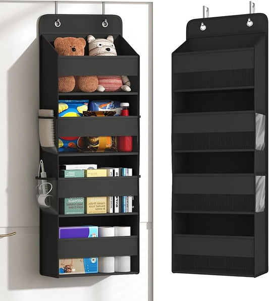 1 PC 4-Tier Over the Door Organizer, Heavy-Duty Large Deep Pocket Hanging With 4 Large Front & 4 Side Pockets With for Pantry, Kitchen, Bathroom, Dorm, Black