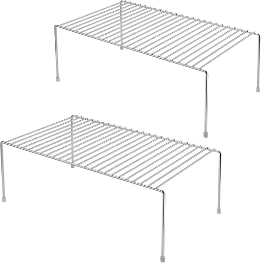 iPEGTOP Set of 2 Kitchen Cabinet Shelf Organizer, Medium (13 x 9.4 Inch) Bathroom Cabinet Organization Wire Shelf Rack, Rustproof Storage Space Saver Shelves for Countertops Pantries Utensils-NeatNest