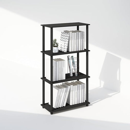 Furinno Turn-N-Tube 4-Tier Multipurpose Bookcase, Americano/Black-NeatNest