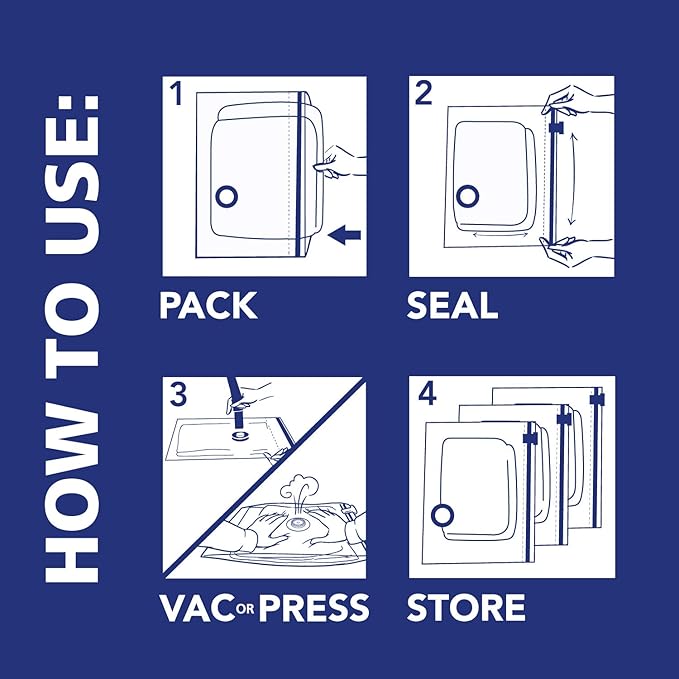 Hefty Shrink-Pak Vacuum Storage Bags – For Clothes, Pillows, Towels, Blankets & More – Space Saver Vacuum Suction Sealer Bags for Home or Travel – 4 Jumbo Cubes, 43.5 x 34 x 18 Inches-NeatNest