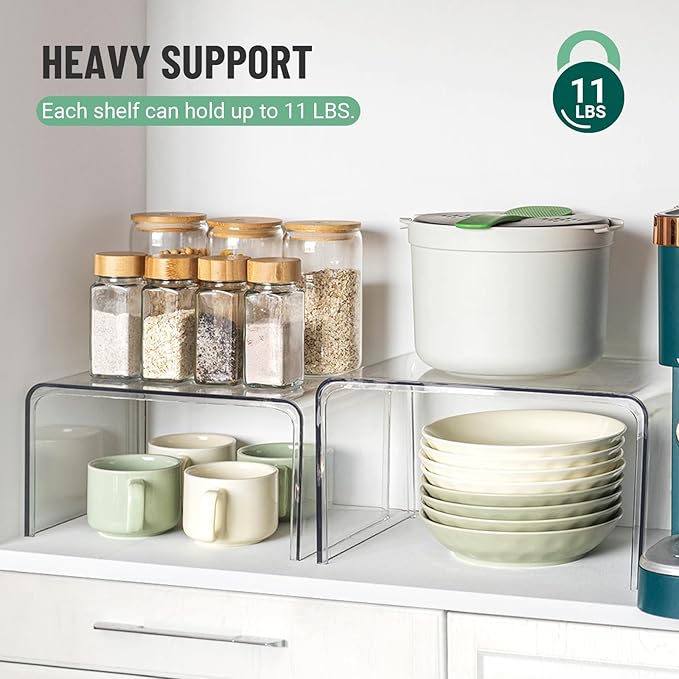 Clear Spice Rack Shelves, Pantry Organizers and Storage Set of 4, Display Shelf Organizer, Room Bathroom Desk Shelf Countertop Organization and Storage, Ideal for Kitchen Cabinet Organizer Shelf-NeatNest