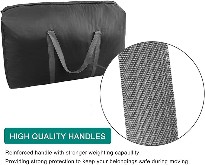 100L Extra Large Storage Bags, Big Moving Bags with Strong Zippers & Carrying Handles, Packing Bags for Moving, Storage, Travel and Camping, Storage Totes For Space Saving (Black, 2 Pack)-NeatNest