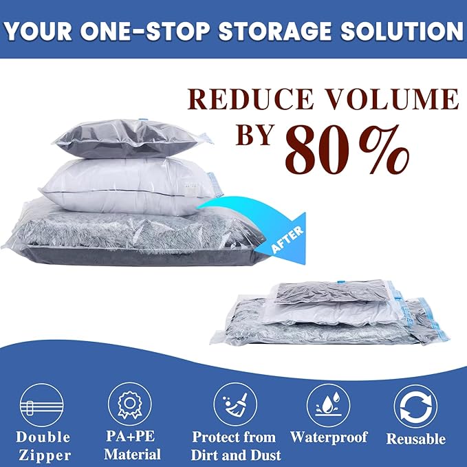 Vacuum Storage Bags, 10 Jumbo Space Saver Bags Compression for Comforters, Bedding and Blankets, Vacuum Sealed Bags Clothes Storage Travel Essentials-NeatNest