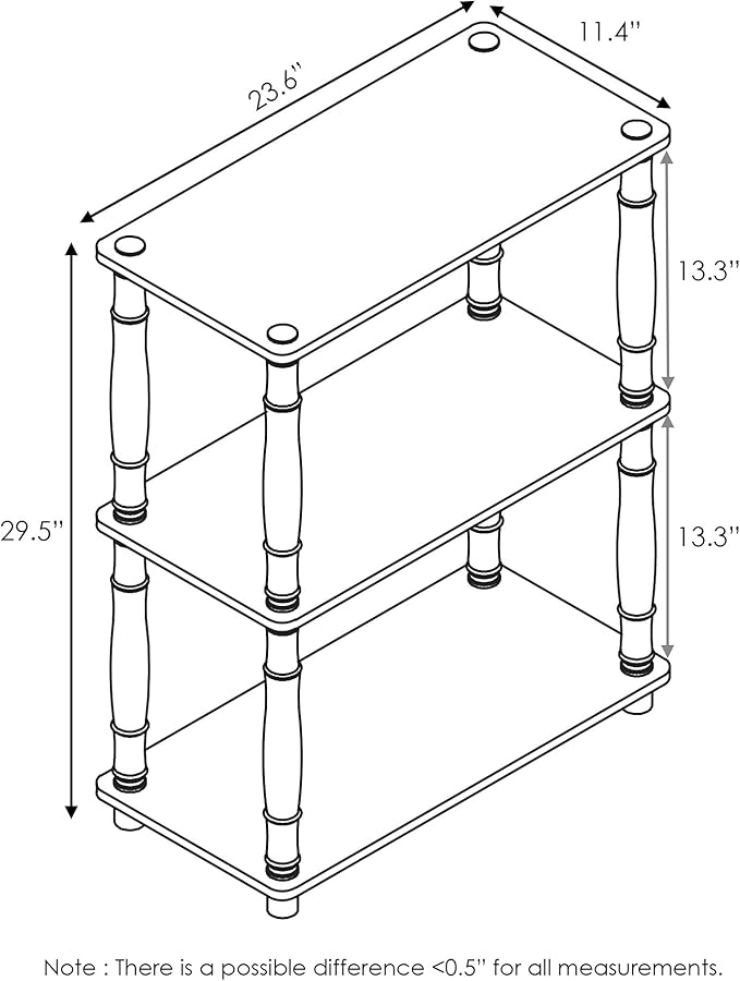 Furinno Turn-N-Tube 3-Tier Compact Multipurpose Shelf Display Rack with Classic Tube, Black/Grey-NeatNest