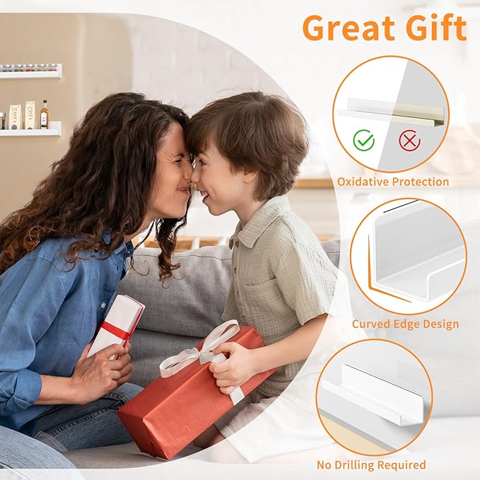 Carmanon Magnetic Book Shelf for Whiteboard, Reusable Acrylic Book Display Shelf with Strong Adsorption Capacity, Magnetic Book Holder for Classroom Refrigerator Office Teacher Kids, White-NeatNest