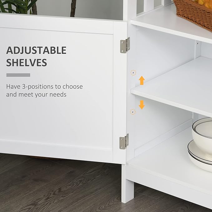 HOMCOM Sideboard Buffet Cabinet, Modern Coffee Bar Cabinet with 2-Level Shelf and Open Compartment, White-NeatNest