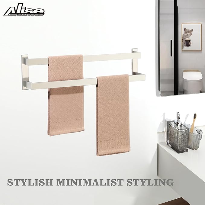 Alise Double Bath Towel Bars Towel Racks for Bathroom Lavatory,Wall Mount Towel Holder Towel Hanger SUS304 Stainless Steel Towel Rail,GOY002-LS Brushed Nickel 23.2 Inch