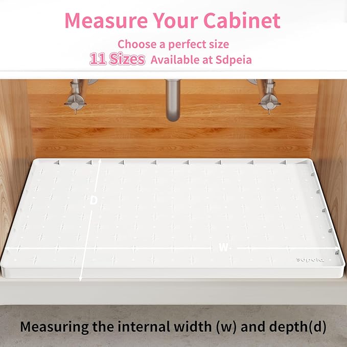 Sdpeia Under Sink Mat for [28" x 22"] Cabinet, Upgraded Silicone Waterproof Mat Kitchen Cabinet Liner Cabinet Protector Kitchen Organizers and Storage-NeatNest