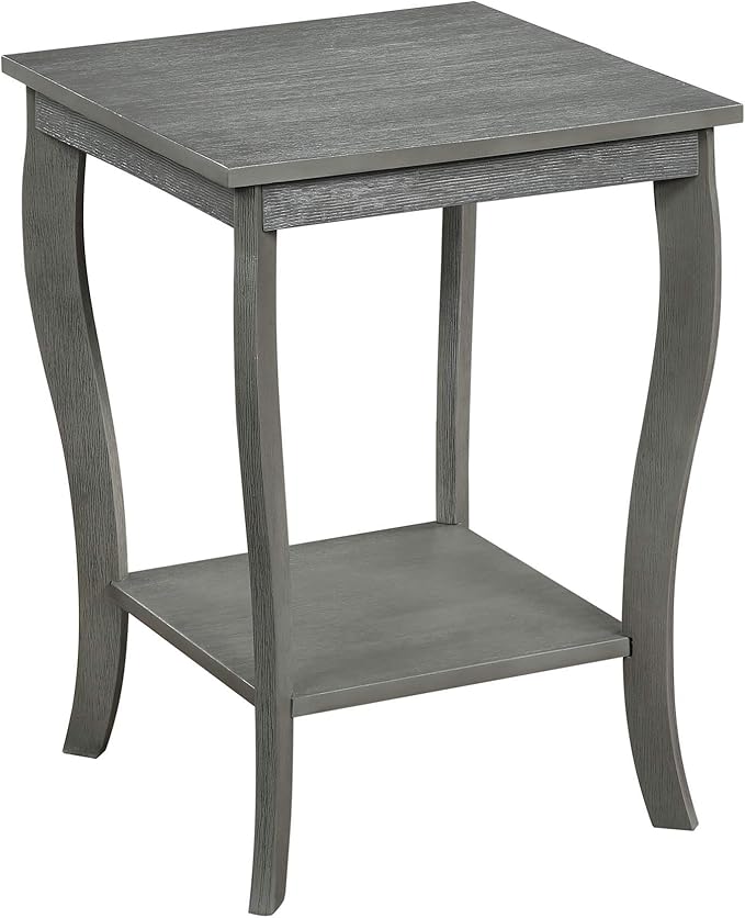 Convenience Concepts American Heritage Square End Table with Shelf, Wirebrush Dark Gray-NeatNest