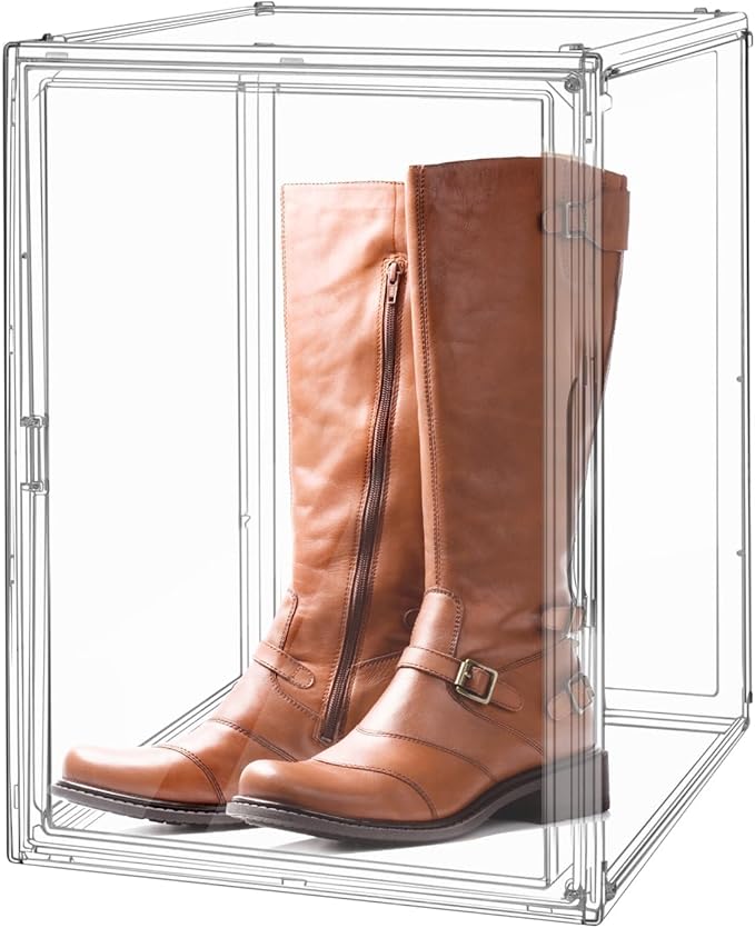 Clear Stackable Plastic Storage Bins with Lid, Dustproof Display Cases, Extra Large Figures Collectibles Showcase, Boot & Shoe Boxes, Helmet Protection Organizer (Transparent, XL-1 Pack)-NeatNest