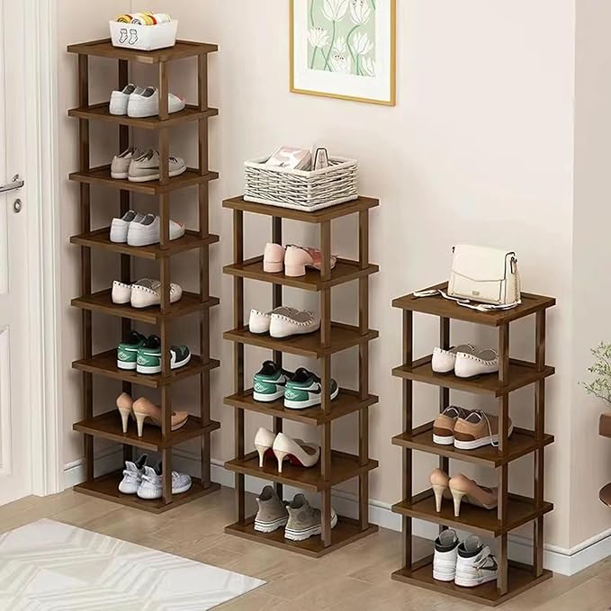 Vertical Shoe Rack-Tall Narrow Shoe Rack Organizer for Small Spaces,17Tier Bamboo Shoen Shelf for Entryway,Closet,Corner,Doorway,Skinny Shoe Shelf Space Saving Shoe storage,Free Stackable DIY-NeatNest