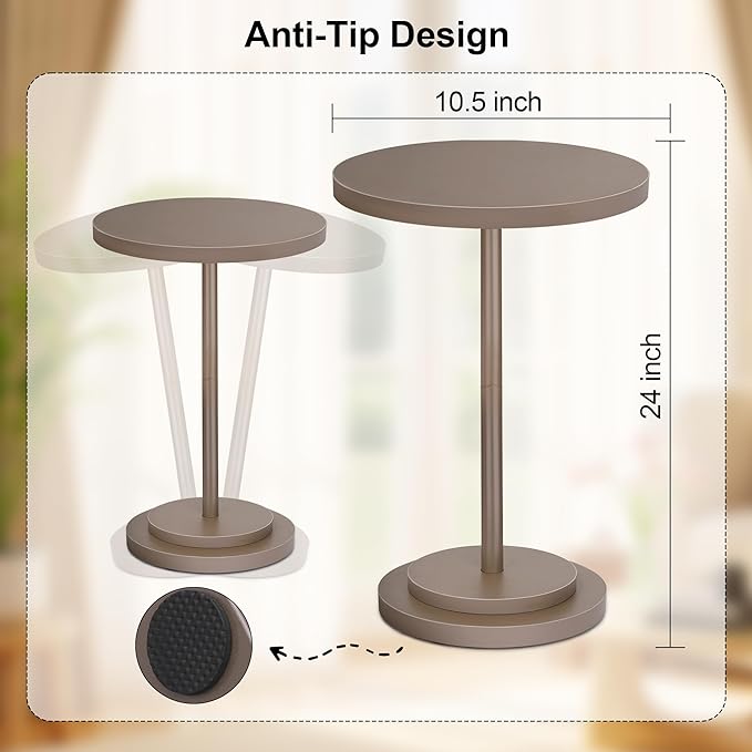 Drink Table, Small Pedestal Side Tables for Small Spaces, Wood Round Martini Table for Outdoor, Living Room and Bedroom, Brown