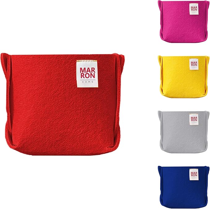 Collapsible Red Felt Storage Bin Mini 3.9"x3.9"x3.9" – Foldable Basket with Handles for Closet, Toy Storage, Laundry Room Organization, Decorative Storage Bins for Shelves, Nursery Storage-NeatNest