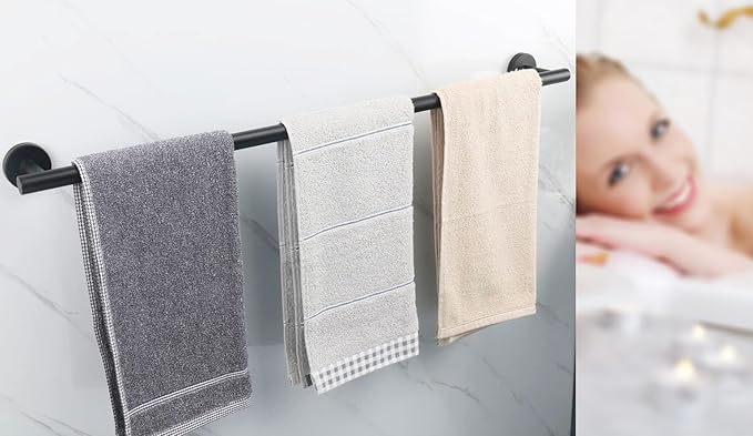 28 Inch Towel Bar 2 Pack for Bathroom 9/12/16/24/28/33 Inch Kitchen Hand Towel Holder Matted Black Stainless Steel 304 RUSTPROOF Wall Mount Towel Rod 2 of Pack (2, Matted Black, 28 Inch)