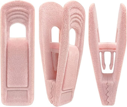 Light Pink Velvet Hangers Clips 20 PCS, Non-Slip Velvet Clip for Pant Skirt Velvet Hangers, Strong Flocking Hangers Clips-NeatNest