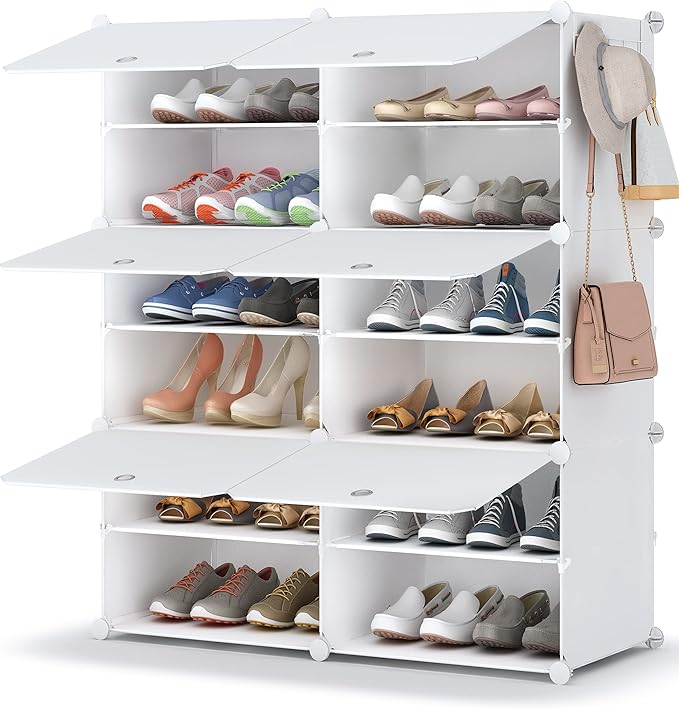 HOMIDEC Shoe Rack, 6 Tier Shoe Storage Cabinet 24 Pair Plastic Shoe Shelves Organizer for Closet Hallway Bedroom Entryway-NeatNest