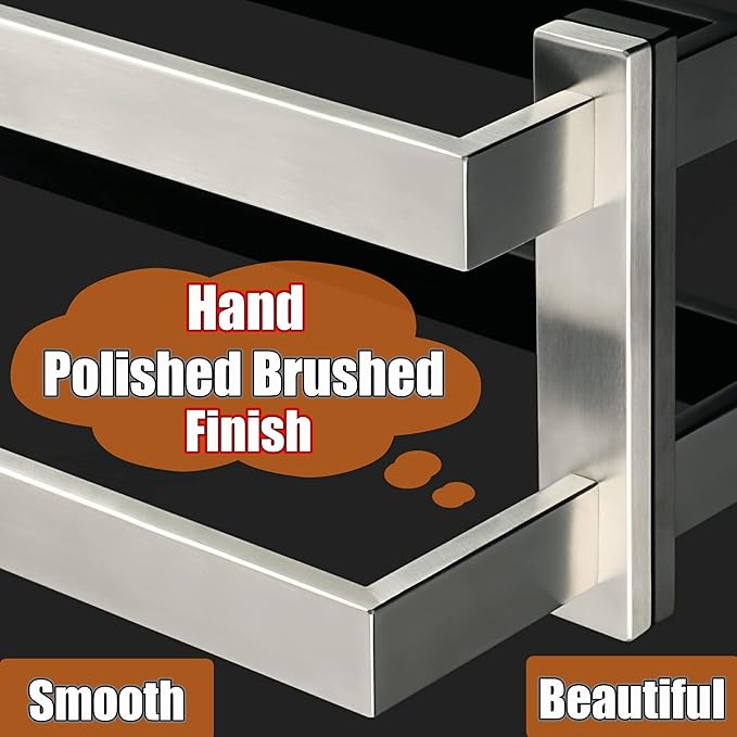 Alise Bath Double Towel Bars,Black Towel Holder Towel Racks for Bathroom Lavatory,Wall Mount Towel Hanger SUS304 Stainless Steel Towel Rail,GOY2400-LS Brushed Nickel 16 Inch