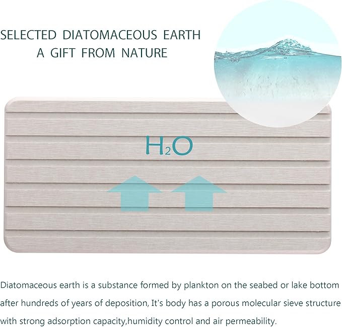 2 PCS Water Absorbent Diatomite Coasters Rectangle, Grooved Design, Water Absorbing Stone Used for Hand Soaps & Plants & toiletries in The Modern Home-NeatNest