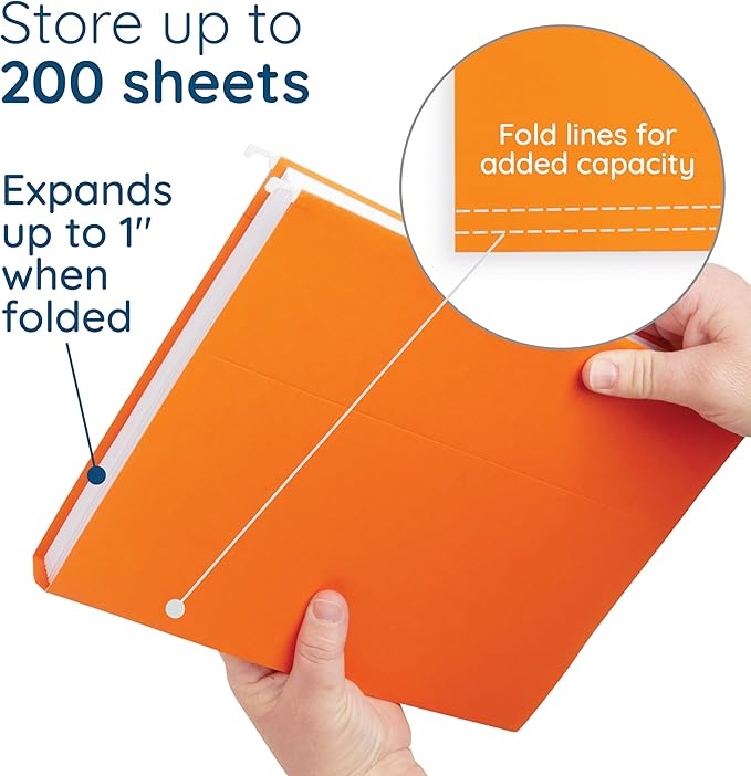 Blue Summit Supplies Hanging File Folders, 25 Reinforced Hang Folders, Designed for Home and Office Color Coded File Organization, Letter Size, Orange, 25 Pack-NeatNest