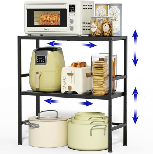 Expandable Metal Storage Shelves, 300 LBS Heavy Duty Metal Shelving Unit Rack For Pots And Pans Appliances Heavy Items, Adjustable 2 Tier Storage Shelf Rack Organizer For Kitchen Pantry Garage Laundry-NeatNest
