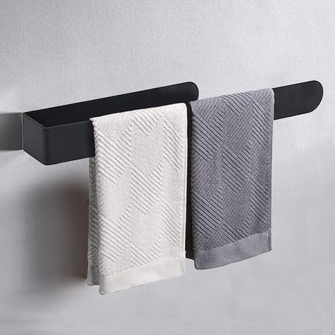 HUFEEOH Adhesive Bathroom Accessories Set, 6 Piece Bathroom Hardware Set Towel Racks for Bathroom Wall Mounted Black Towel Bar Set