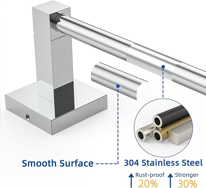 RUACQ Towel Bar 24inch, Towel Racks for Bathroom, 304 Stainless Steel Towel Holder Wall Mounted, Heavy Duty Bathroom Decor Towel Rod (Chrome)