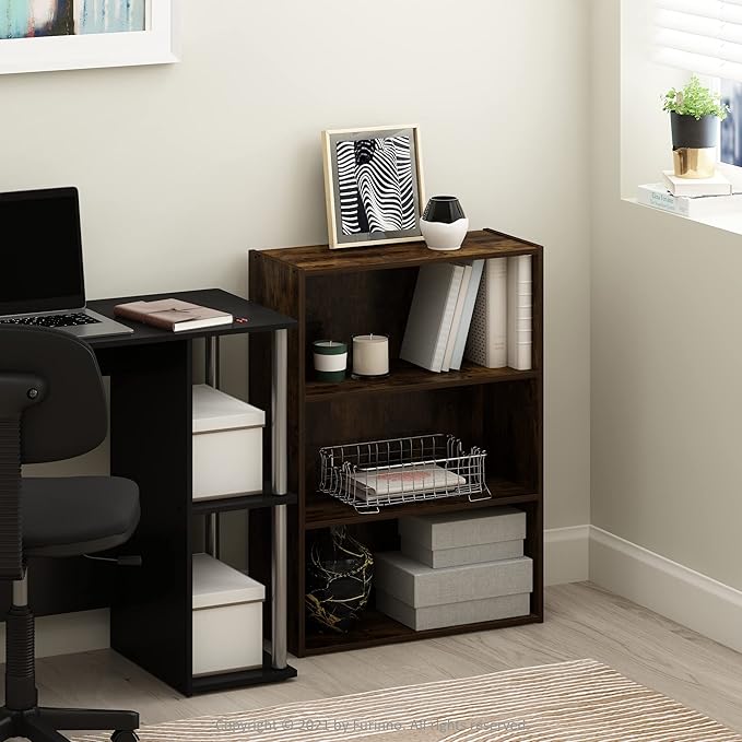 Furinno Pasir 3-Tier Open Shelf Bookcase, Amber Pine