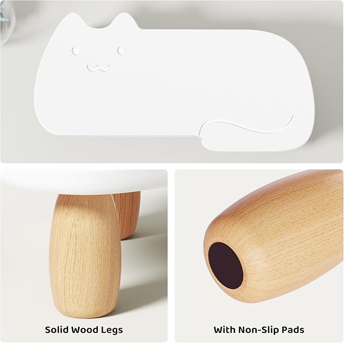 Monitor Stand Riser,Cat-Shaped Sturdy Wood Computer Monitor Stand, Monitor Stand Riser, Multi-Purpose Desktop Organizer Riser for Computer,Laptop,Printer,TV,White