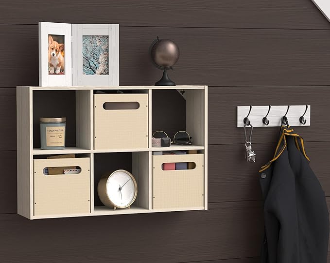 ClosetMaid 5430 Mini 6-Cube Desktop or Wall Mount Organizer, Bleached Walnut-NeatNest