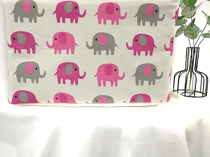 Elephant Print Rectangular Storage Bin Shelf Basket Canvas Fabric Toy Box,Waterproof Coating Nursery Hamper with Handles,Gift Basket for Home,Office,Clothes,Books(pink grey elephant)