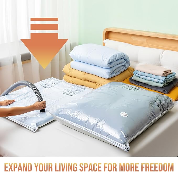 TAILI 12 Pack Vacuum Storage Bags, Jumbo Vacuum Seal Bags for Clothing (40x31 Inch), Space Saver for Bulky Comforter Blankets, Bedding, Pillows, Clothes, Saving More Closet Space-NeatNest