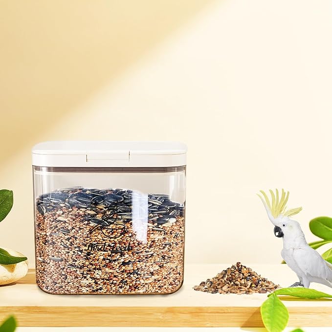 Airtight Bird Seed Storage Container with Flip Lid,4Lbs Bird Seed Container with Scoop,Wild Bird Seed Storage Bin,Bird food container-NeatNest
