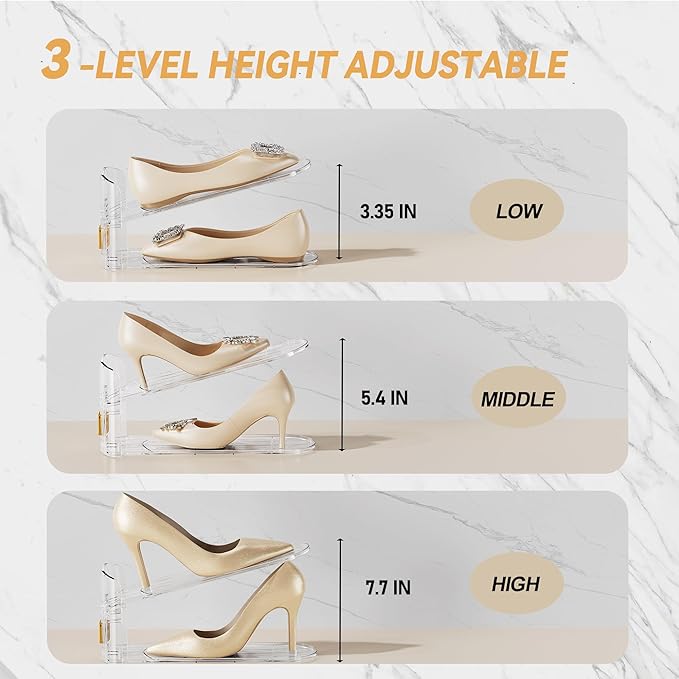 Shoe Slots Organizer for Closet, Shoe Stacker Organizer Double Layer Stack Shoe Rack, Shoe Display Shelf 50% Space Saver Storage Holder for Closet, 12PACK-NeatNest