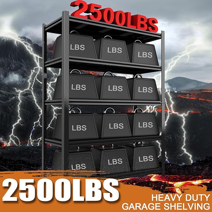 2PCS 35.4” W Garage Shelving Units, 5 Tier Metal Shelving Heavy Duty, Adjustable Shelves for Garage Storage, 2500lbs Industrial Metal Shelf Unit for Basement/Warehouse/Shop