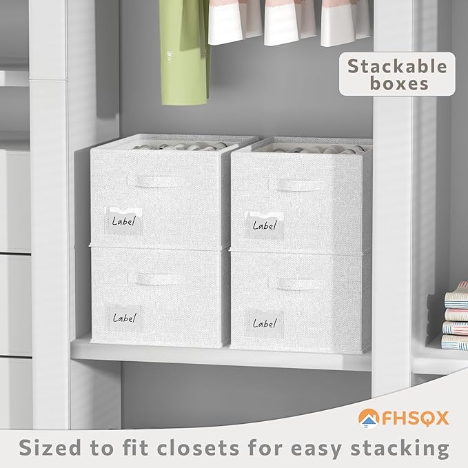 2 Pack Shoe Organizer for Closet,Fits up to 24 Pairs,Fabric Shoe Storage Bins,Large Shoe Box Storage Containers with Bottom Support for Shoes (White, (16.5 * 12.6 * 9.5) x1)-NeatNest