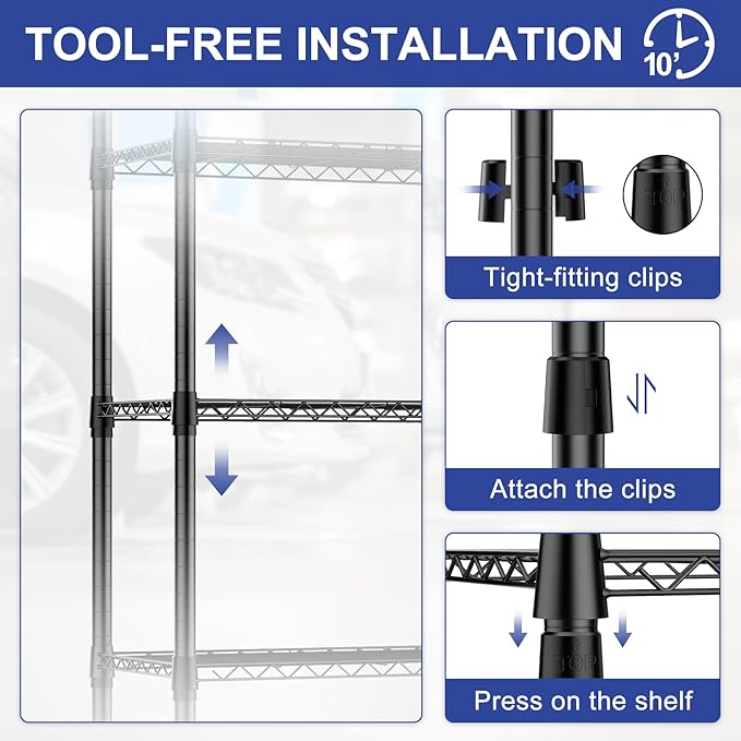 2 Pack 5 Tier Shelving Unit Wire Rack, Heavy Duty Adjustable Shelf Rolling Storage Shelves with Wheels, 14" D x 30" W x 60" H 750 lbs Capacity Kitchen Garage Pantry Shelves for Small Spaces