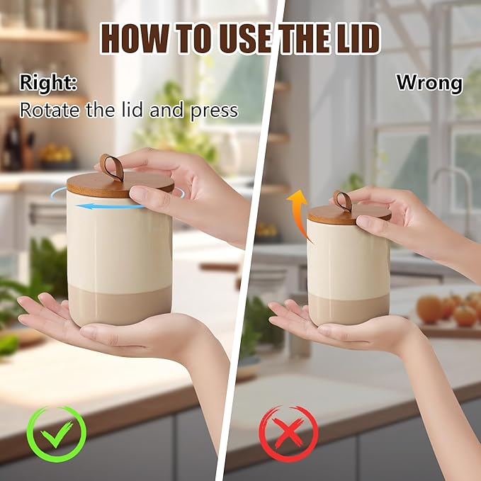 Ceramic Canister Set with Airtight Seal Lid, Kitchen Canisters for Countertop, Canisters Sets for Flour, Coffee, Bean, Sugar, Tea, Spices and More, Home Decor (Set of 3)-NeatNest