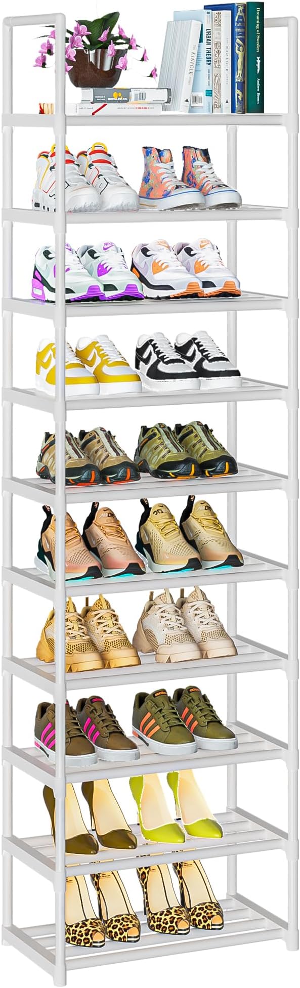Shoe Rack Tall, Sturdy Metal Shoe Rack Organizer,Narrow Shoe Racks for Closets,Shoe Stand Shelf-NeatNest