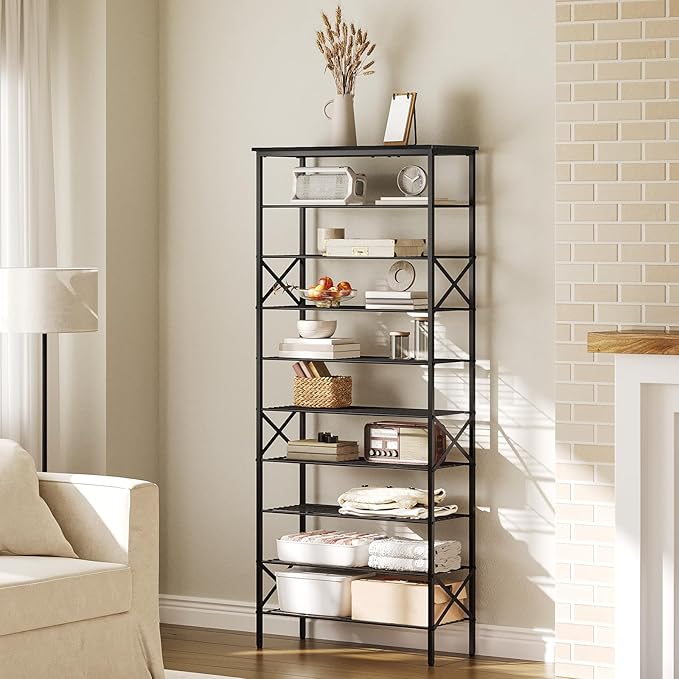10 Tier Shoe Rack, Large Capacity Shoe Storage Organizer Holds 40 Pairs, Sturdy and Stable, for Entryway, Hallway, Closet, Dorm Room, Black SS10BB