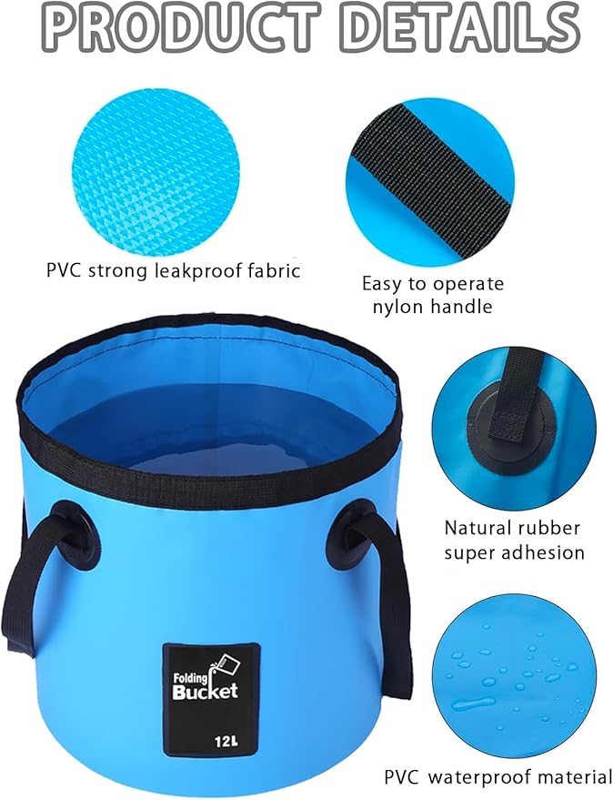 Wlikn Collapsible Bucket with Handle, Lightweight 5 Gallon 20L Folding Water Container, Portable Wash Basin for Camping, Fishing, Gardening, Car Washing, and Outdoor Use-NeatNest