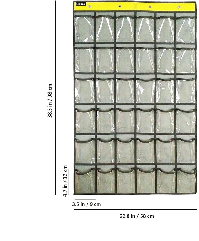 Classroom Cell Phones Organizer Calculators Holder Over Door Hanging Jewelry Organizer Closet Underwear Sock Storage with 36 Clear Pockets-NeatNest