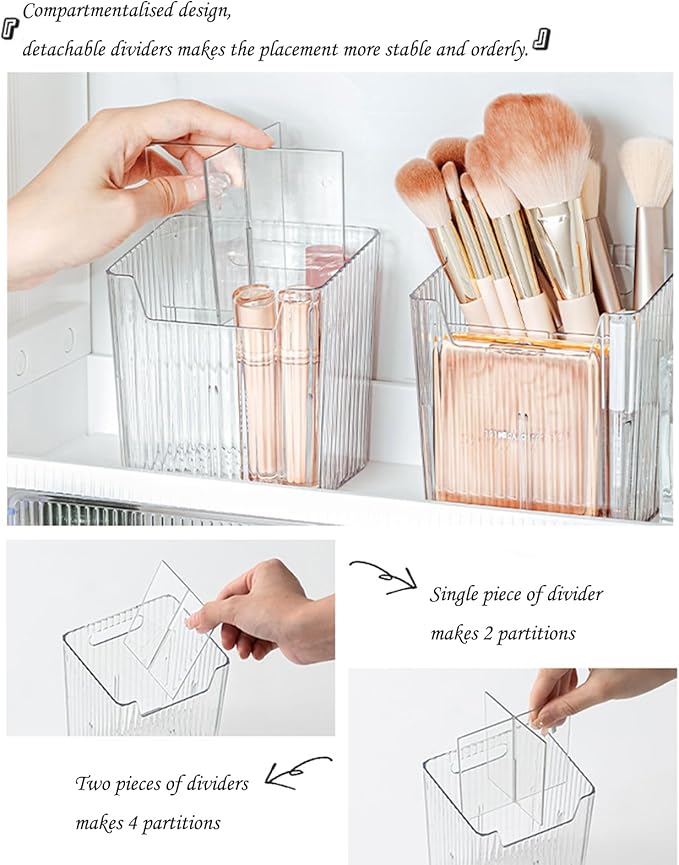 Set Of 2 Storage Organizer Bins Wall Mounted Shower Caddy, Bathroom shelves Stackable Clear Plastic Toothbrush Holder Adhesive Hanging Bin for Bathroom, Kitchen, Cabinet, Shower BPA Free Small (Green)-NeatNest