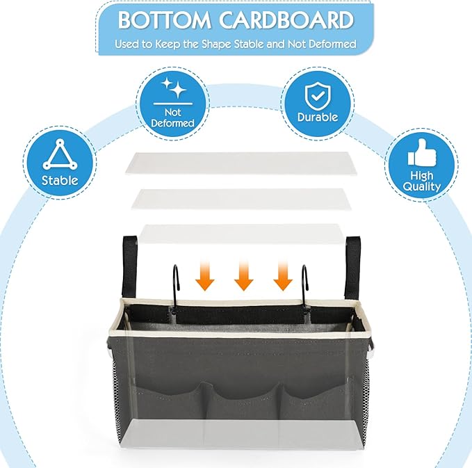 Bedside Storage Caddy/Bedside Hanging Storage Bag for Headboards Bunk Beds Dorm Rooms Book Phone Magazine Holder (New Black)-NeatNest