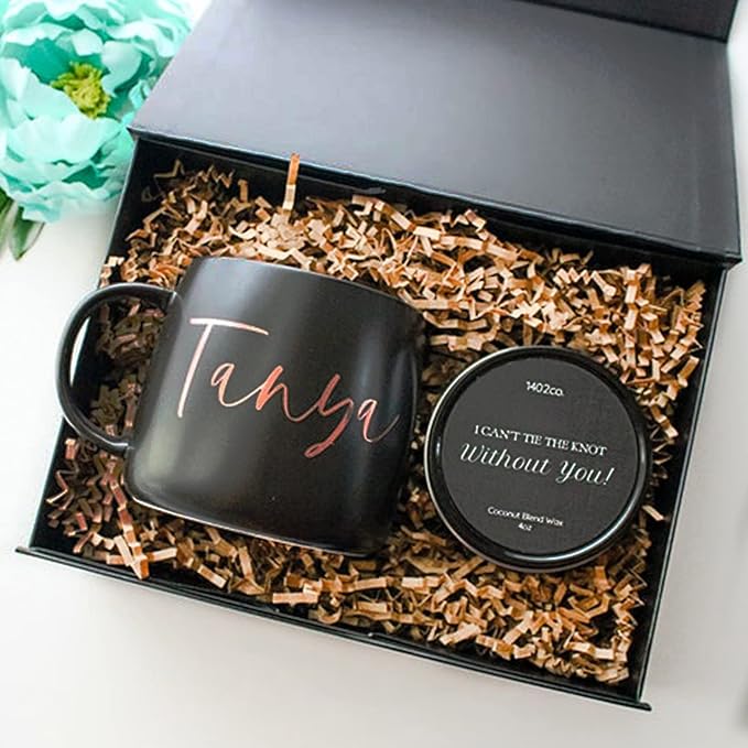 Aimyoo Medium Black Collapsible Gift Box with Magnetic Closure Lids 10.5x7x3 in, Bridesmaid Groomsman Proposal Boxes, Rectangle Present Box for Graduation Birthday Storage (1 Pack)-NeatNest