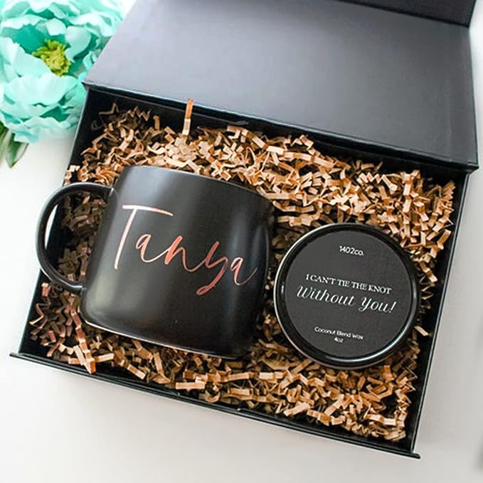 Aimyoo 3 Pack Black Collapsible Gift Box with Magnetic Closure Lids 10.5x7x3 in, Bridesmaid Groomsmen Proposal Box, Medium Rectangle Box for Present Graduation Wedding Storage-NeatNest